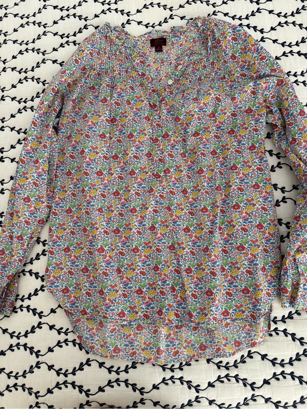 J. Crew Liberty of London Floral Pintuck Blouse